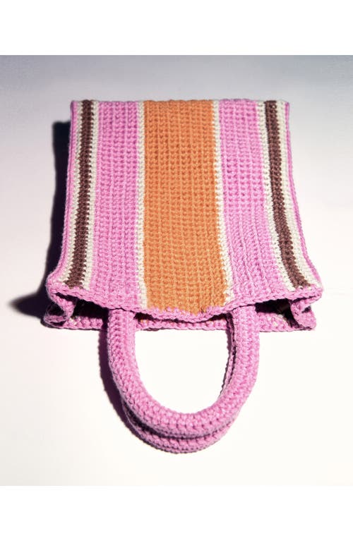 Shop Mango Stripe Crochet Shopper In Pink