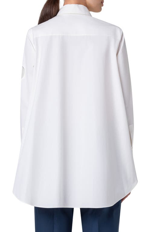 Akris Punto Dot Cutout Poplin Trapeze Shirt In Cream