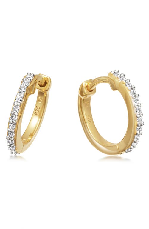 Pavé Huggie Hoop Earrings in Gold