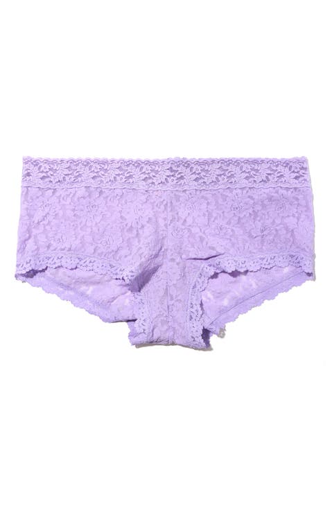 JENNI Flower Lace Thong Underwear Plus Size One Size Lavender Purple Panty  