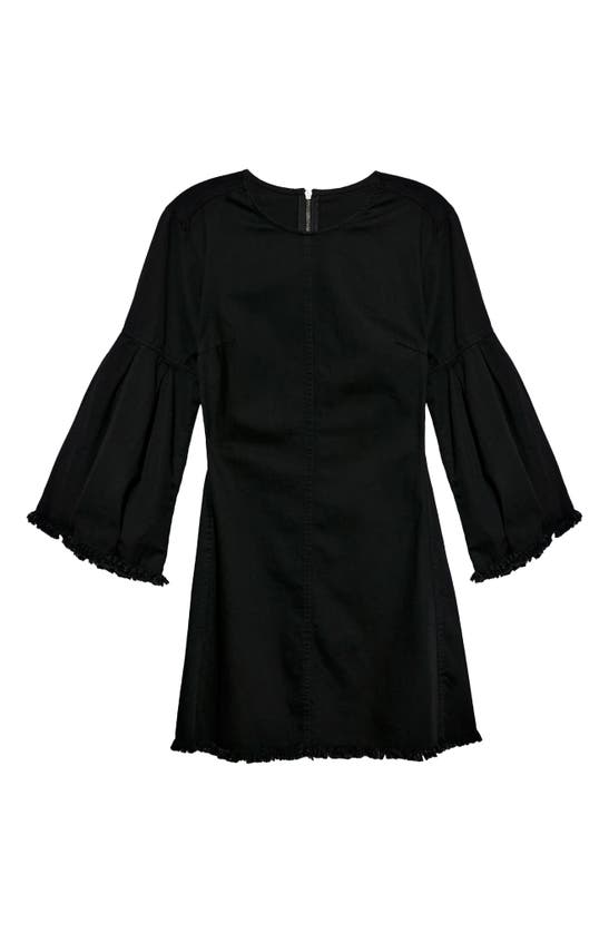 Free People Reckless Life Long Sleeve Denim Dress In Washed Black