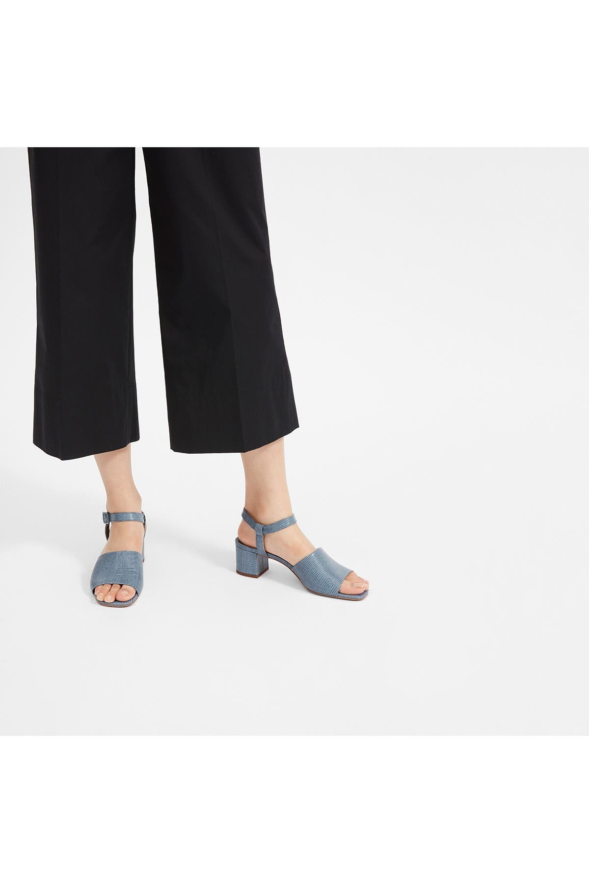 dusty blue chunky heel