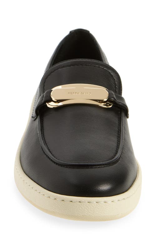 Ferragamo 'crio' Black Loafers With Logo Plaque In Black