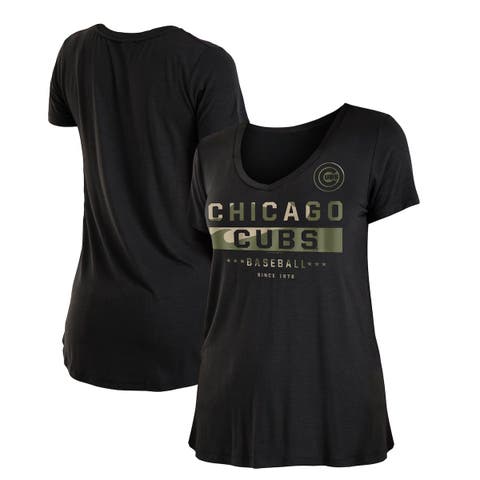 Chicago Cubs New Era Women's Plus Size Two-Hit Front Knot T-Shirt