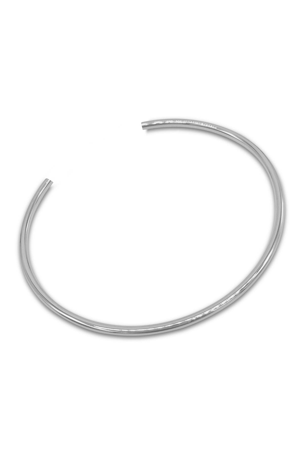 Adornia White Rhodium Plated Stainless Steel Cuff Bangle Bracelet In Silver
