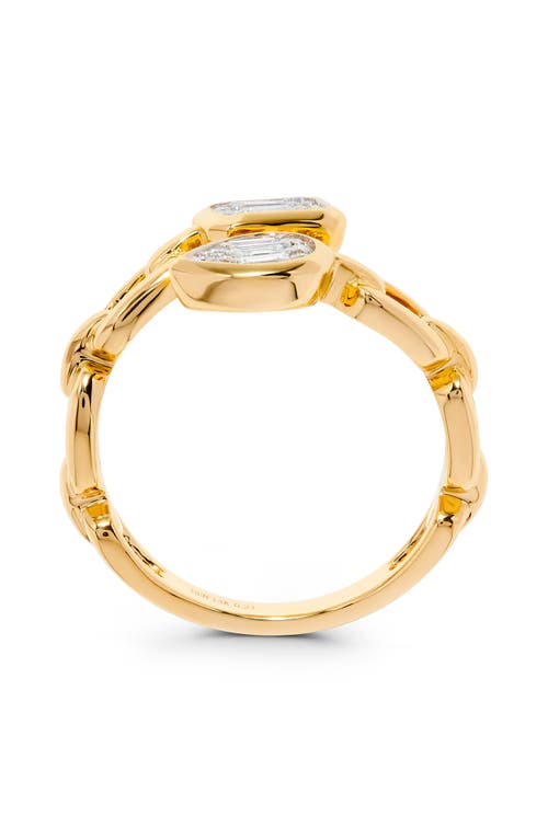 H.j. Namdar 14k Gold Diamond Paperclip Link Bypass Ring In Yellow And White Gold