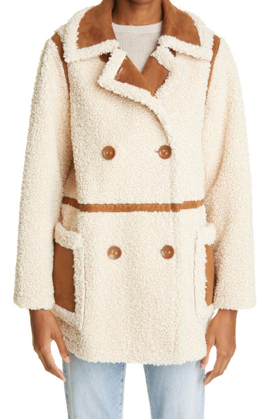 STAND STUDIO CHLOE DOUBLE BREASTED FAUX SHEARLING JACKET
