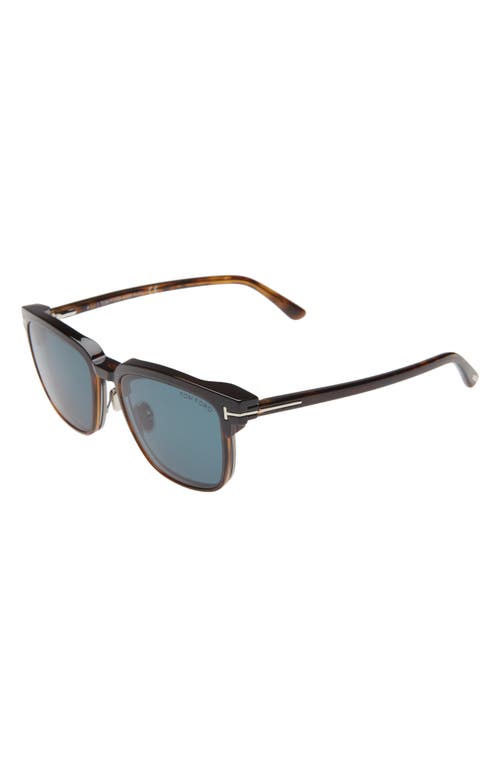 Shop Tom Ford 54mm Blue Light Blocking Glasses & Clip-on Sunglasses In Dark Havana/gunmetal/teal