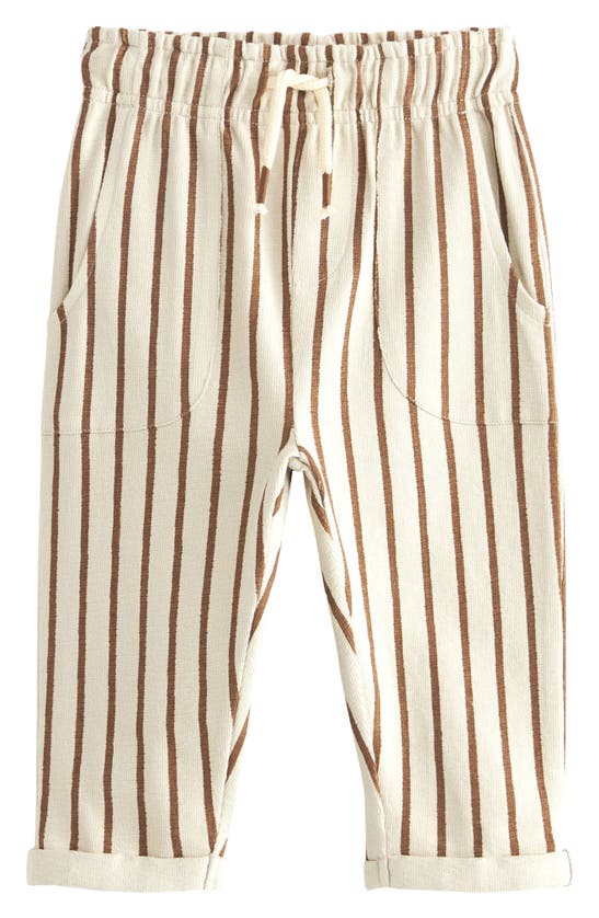 Next Kids' Stripe Cotton Knit Pants In Ivory