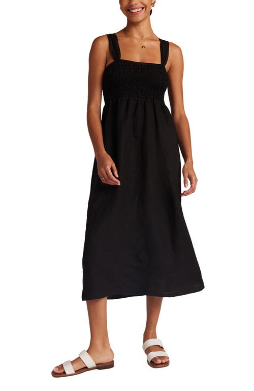 Bella Dahl Smocked Linen Sundress Black at Nordstrom,