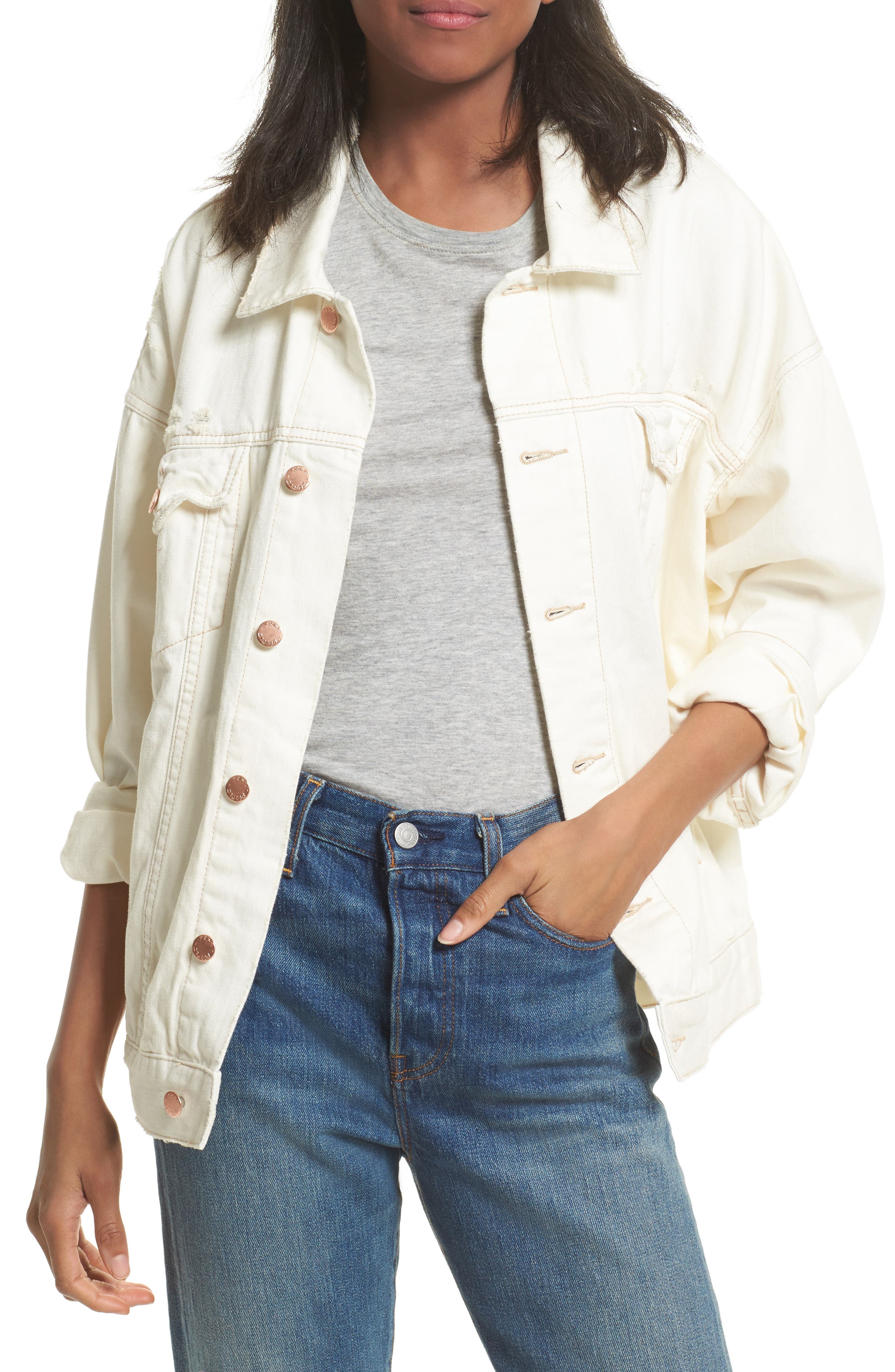 free people denim trucker jacket