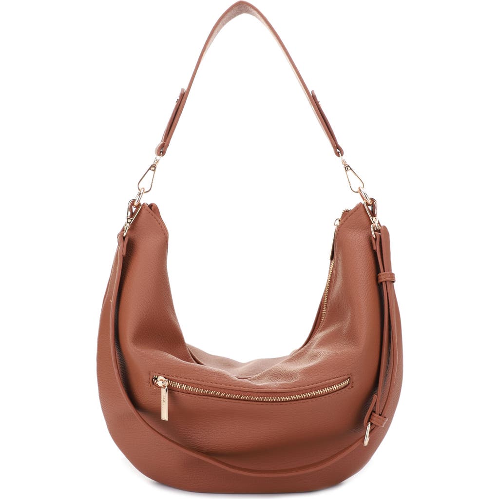 Mali + Lili Megan Recycled Vegan Leather Hobo Sling Bag In Cognac