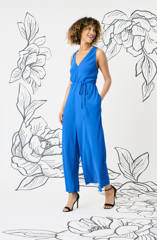 Shop Maggy London Sleeveless Wide Leg Jersey Jumpsuit In Blue