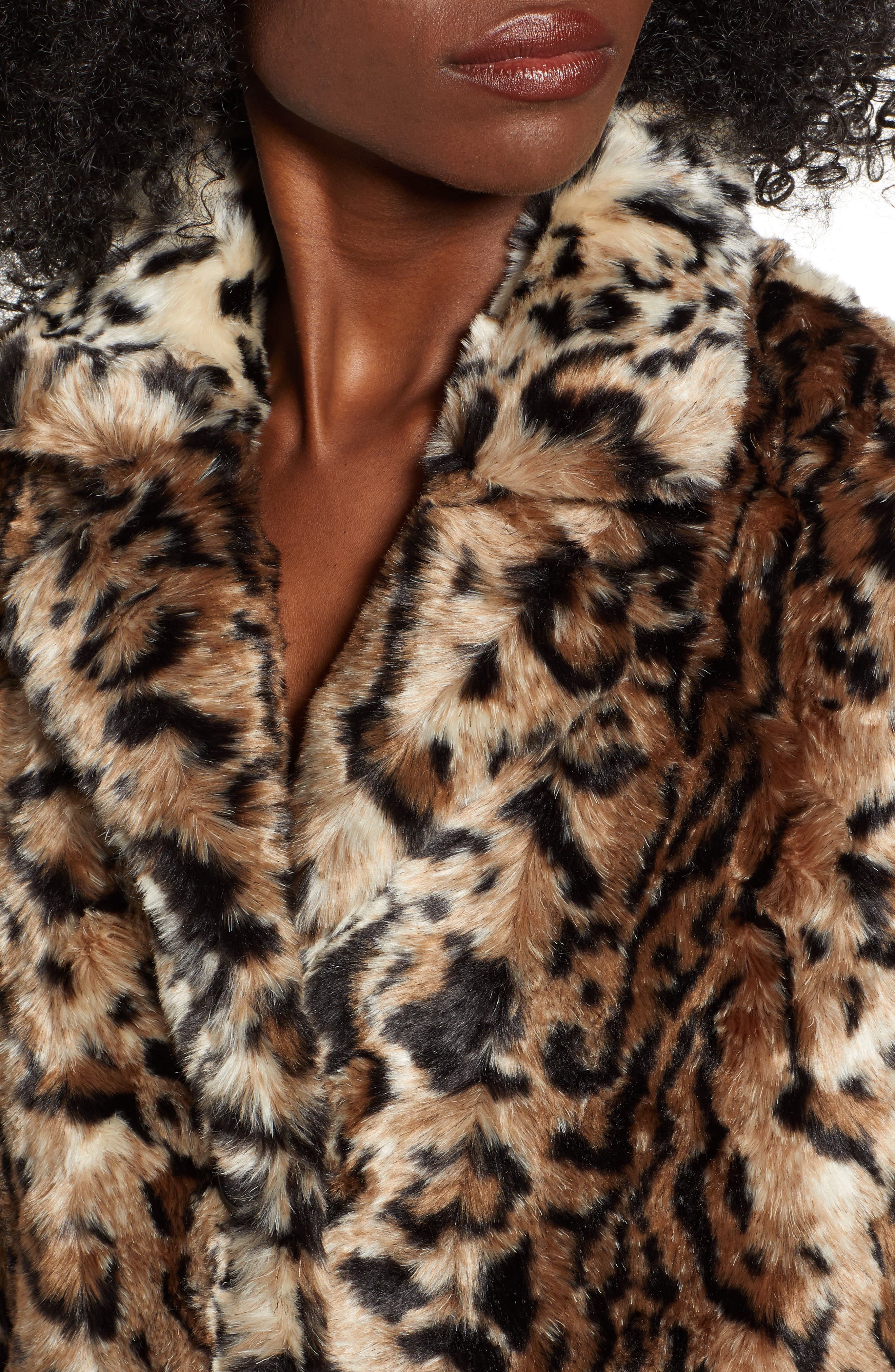 bb dakota bradshaw leopard faux fur coat