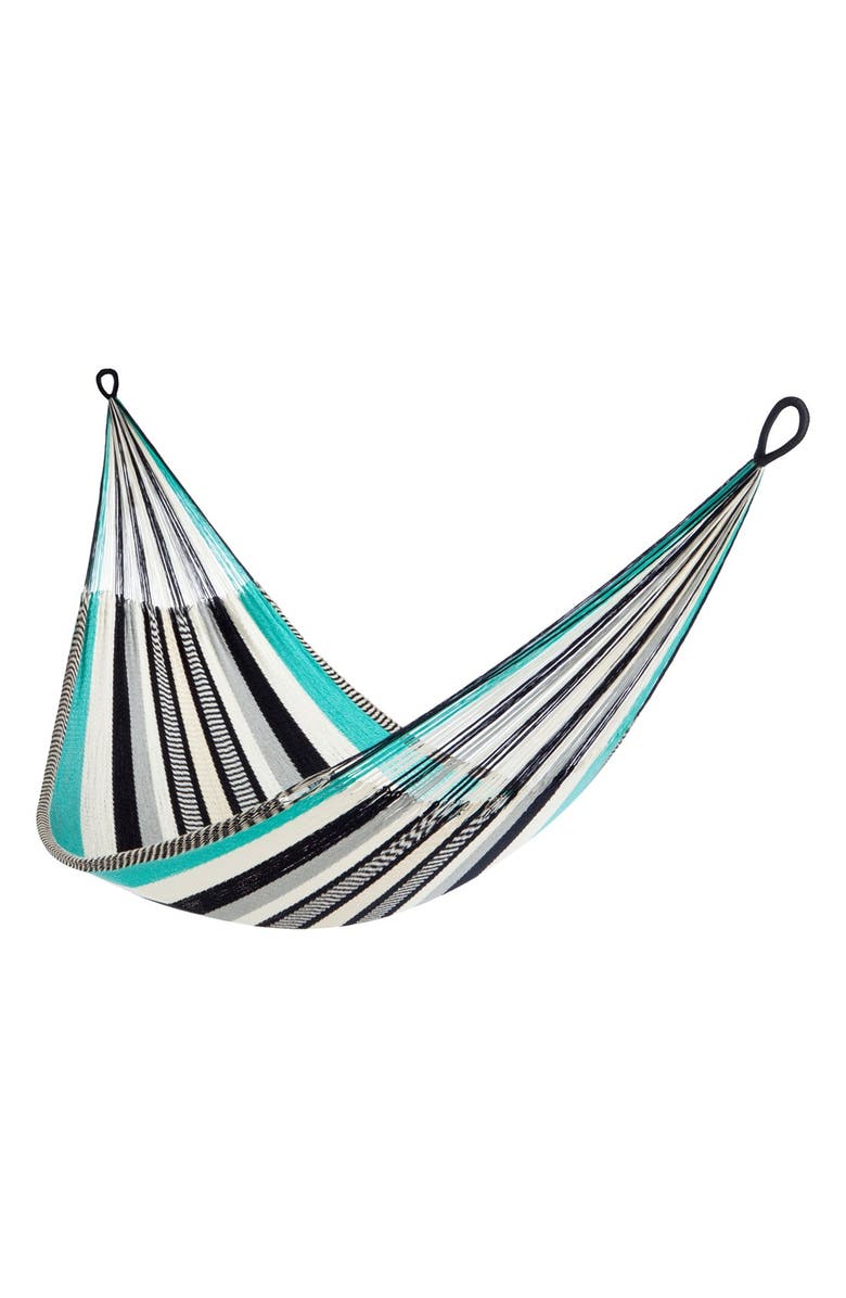 YELLOW LEAF HAMMOCKS 'Zanzibar' Hammock, Main, color, TURQUOISE/ CREAM/ BLACK