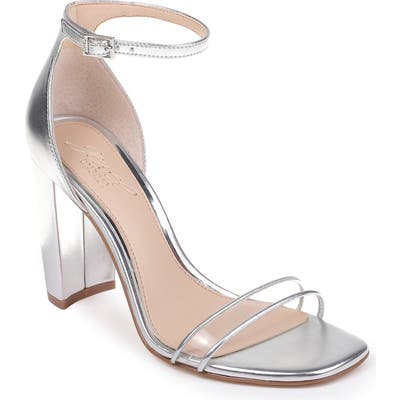 Jewel Badgley Mischka Keshia Ii Clear Ankle Strap Sandal, Metallic