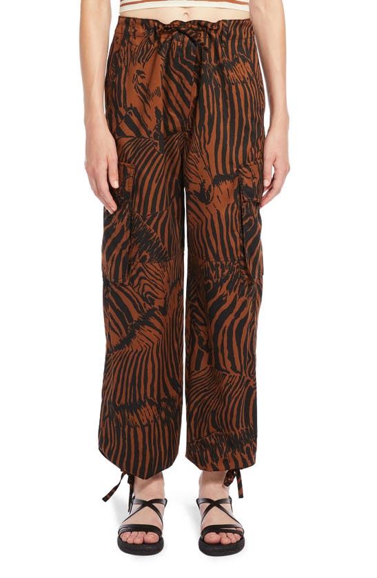 Shop Max Mara Weekend  Periodi Print Tie Waist Pants In Brown