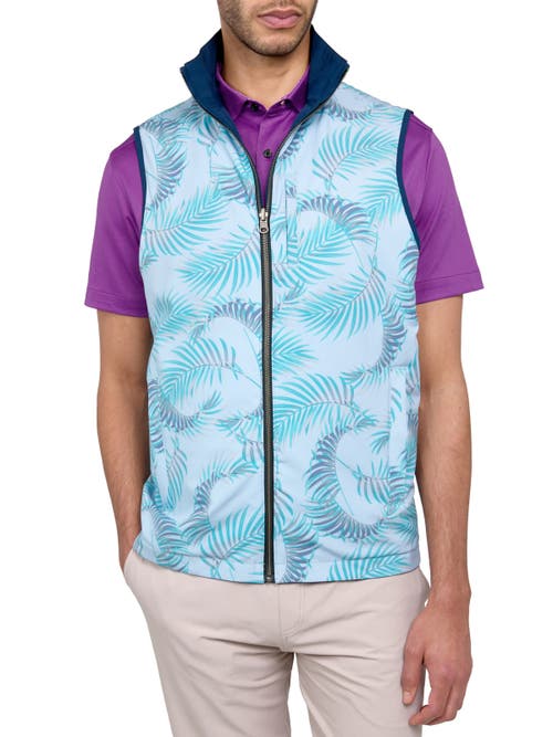 Construct Con.struct Leaf Print Performance Reversible Vest In Navy