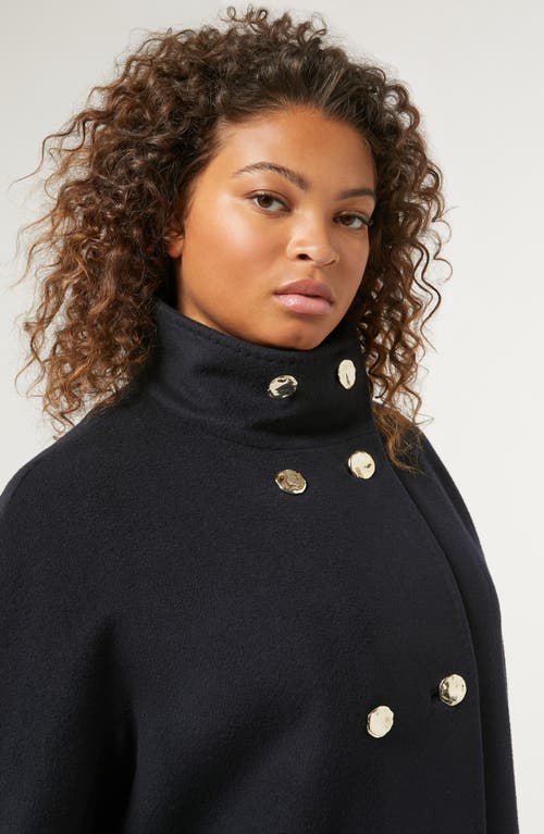 Shop Marina Rinaldi Baschi Double Breasted Wool Coat In Midnight Blue