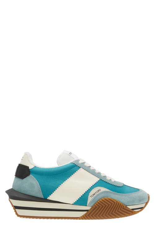 Shop Tom Ford James Mixed Media Low Top Sneaker In Sage/green/cream