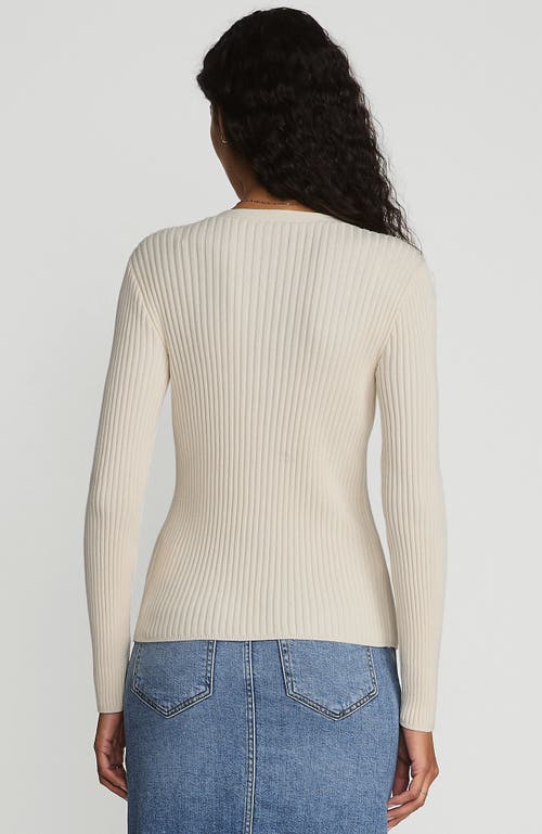 Shop Lands' End Fine Gauge Cotton Cardigan Sweater In Fresh Ivory