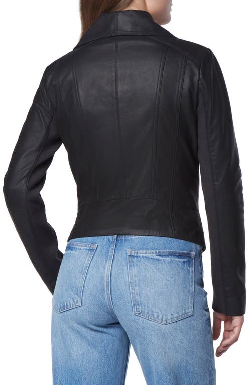 Shop Andrew Marc Hattie Feather Leather Jacket In Black