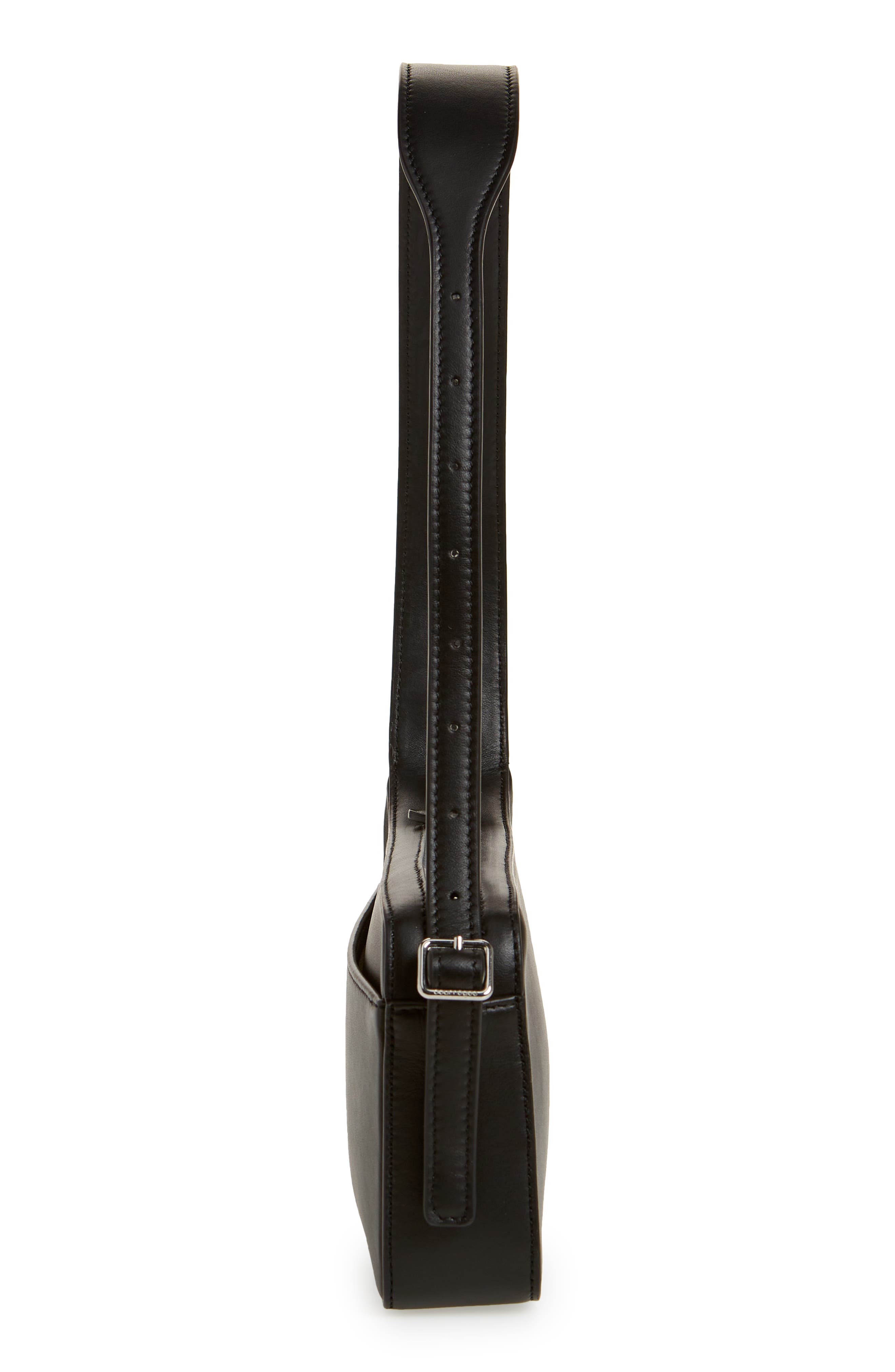 Racer Leather Shoulder Bag in Black - Courreges