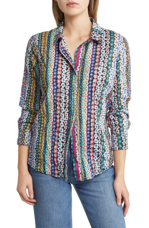 NIC+ZOE Flower Field Crinkle Button-Up Shirt in Pink Multi