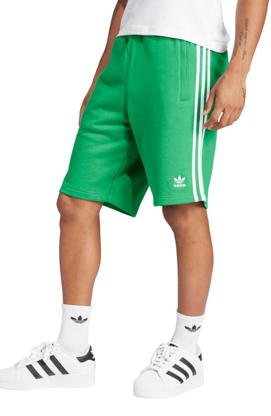 Adidas Originals Adicolor 3-stripes Cotton French Terry Shorts In Green