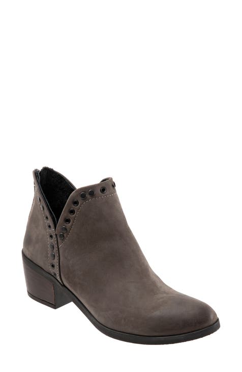 Gray booties leather best sale