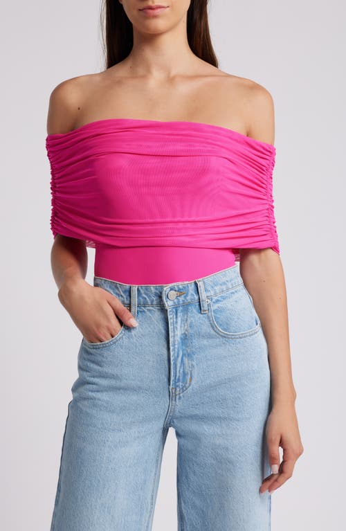 Shop Afrm Divya Off The Shoulder Bodysuit In Glow Pink