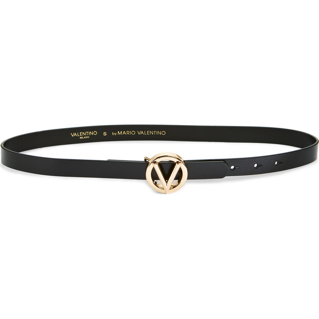Valentino By Mario Valentino Giusy Logo Baby Buckle Belt In Black