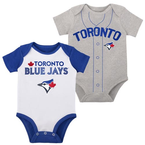 Outerstuff Newborn & Infant White/Heather Gray Toronto Blue Jays Little Slugger Two-Pack Bodysuit Set