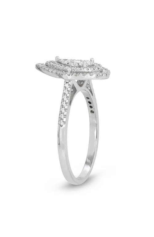 Fzn Sterling Silver Diamond Pavé Teardrop Bridal Ring In Silver