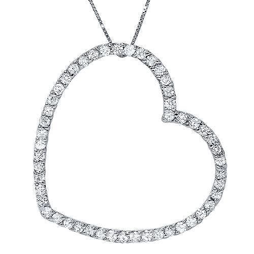 Bliss Diamond 3/4 Ct Lab Grown Diamond Large Heart Shape Pendant 10k Gold Necklace In 10k White Gold