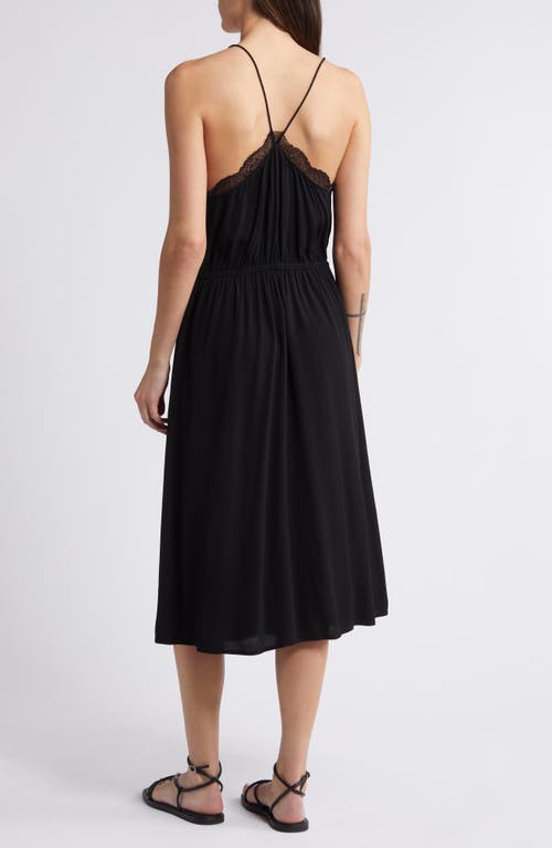 Shop Treasure & Bond Lace Trim Drawstring Waist Slipdress In Black