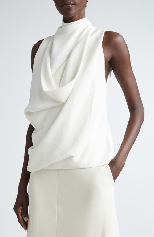 Shop Brandon Maxwell The Lina Draped Silk Top In Ivory