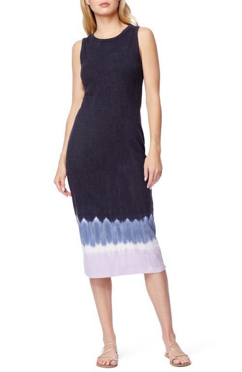 C & C California Belen Ribbed Tank Dress in Indigo Fade Tie Dye 