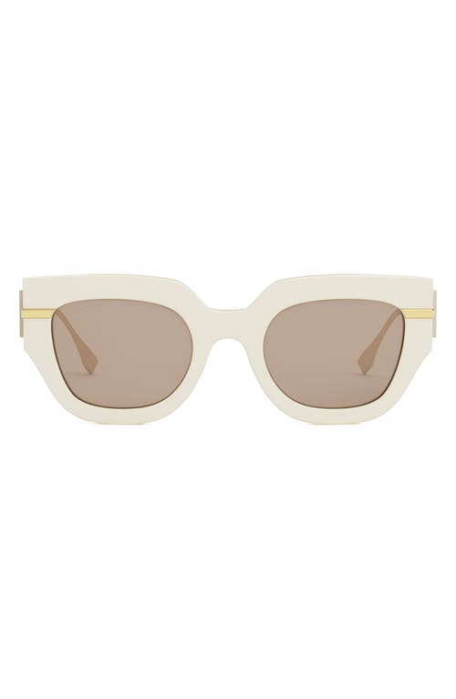 Shop Fendi 'graphy 51mm Geometric Sunglasses In Ivory/brown