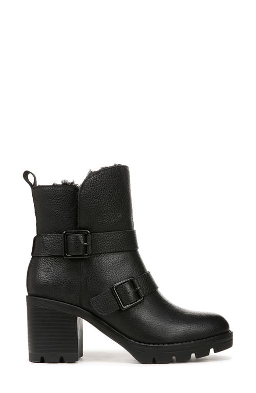 Naturalizer Verney Water Repellent Faux Fur Lined Platform Moto Bootie In Black