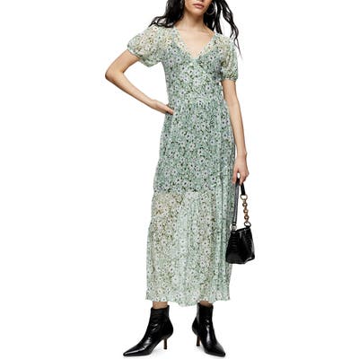 Topshop Daisy Mesh Midi Dress