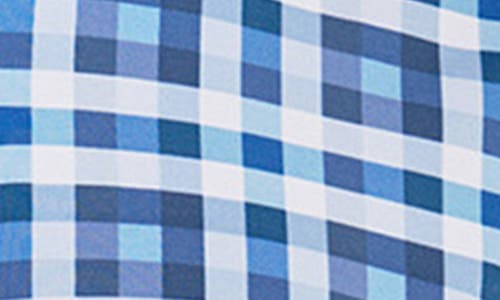 Construct Trim Fit Plaid Performance Button-up Shirt In Blue