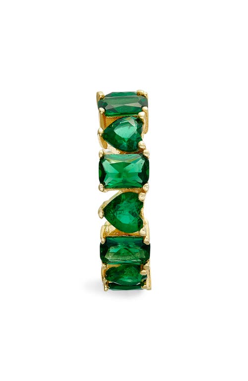 SHYMI SHYMI HEART & EMERALD CUBIC ZIRCONIA ETERNITY RING 