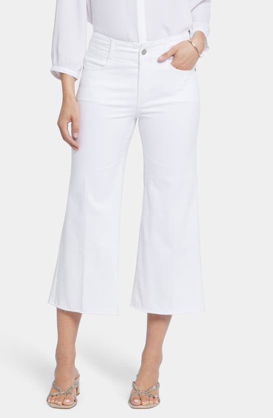 Shop Nydj Brigitte Frayed High Waist Wide Leg Capri Jeans In Optic White