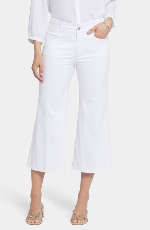 Brigitte Frayed High Waist Wide Leg Capri Jeans in Optic White