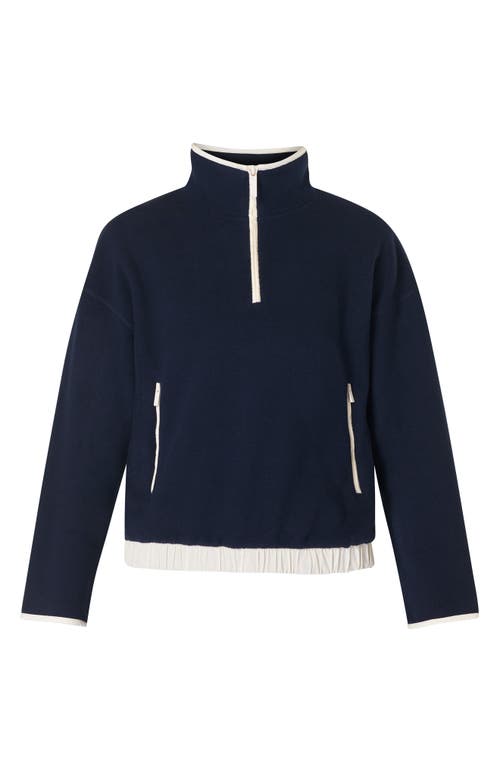 Sweaty Betty Compass Half Zip Fleece Pullover In Navyblue Studiowhite