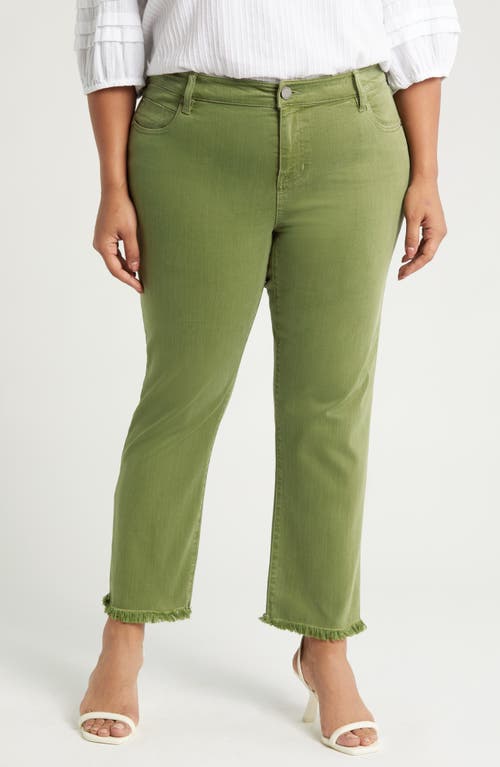 Liverpool Los Angeles Kennedy Frayed Crop Straight Leg Jeans Eucalyptus at Nordstrom