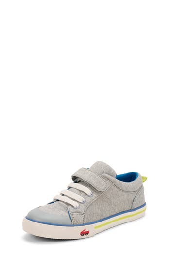 Shop See Kai Run Tanner Sneaker In Gray Jersey/lime