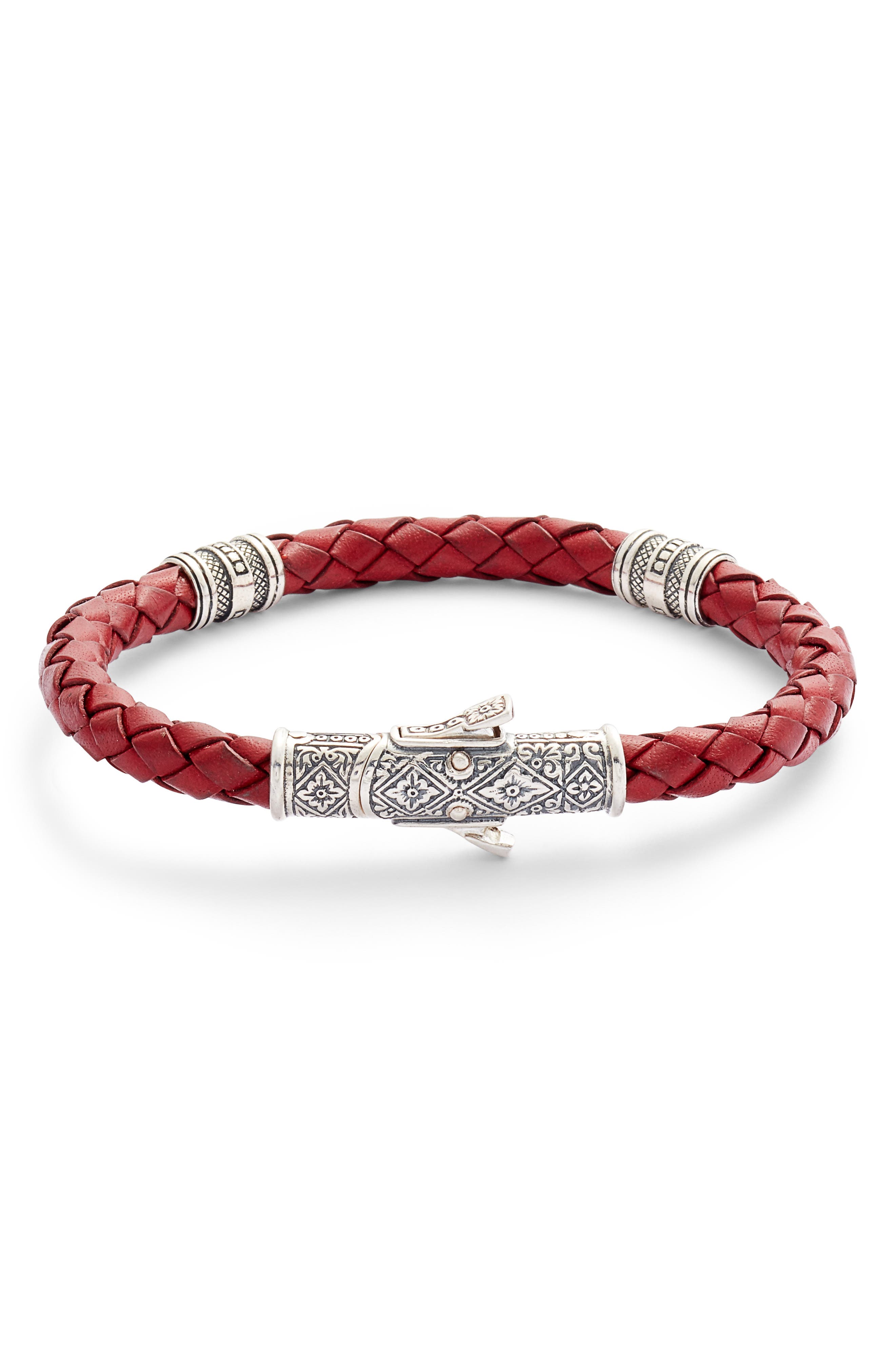 Konstantino Men's Two-Tone Braided Leather Bracelet