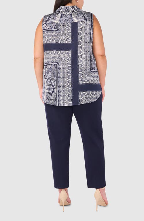 Shop Halogenr Halogen(r) Printed Sleeveless Button-up Top In Classic Navy Print